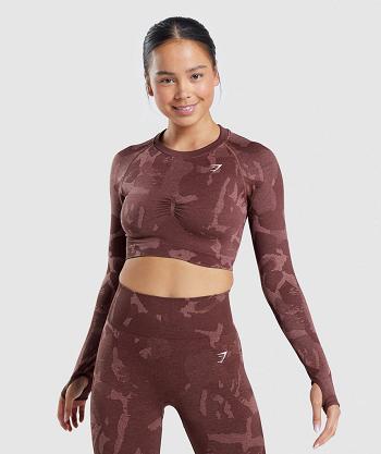 Dámské Long Sleeve Gymshark Adapt Camo Seamless Růžové Hnědé | CZ 3498WNB
